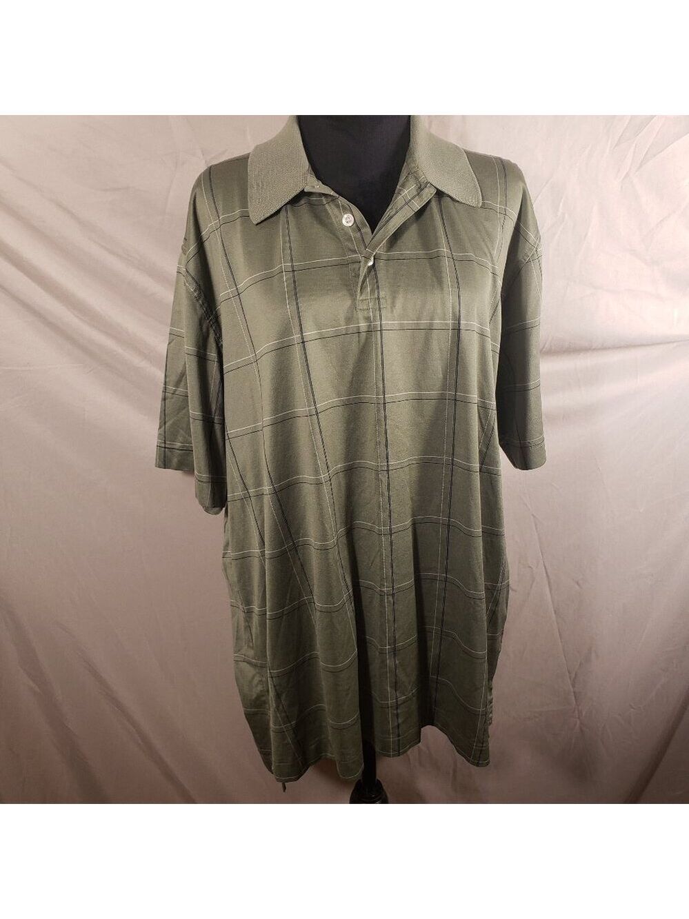 Men's Brooks Brothers Double Mercerized Cotton Green Plaid Polo Shirt - Large